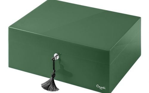 Caseti Paris Humidor, spanischer Zeder, für 80 Zigarren - Grün, Hochglanz lackiert