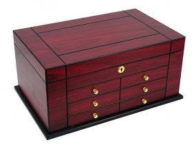 Humidor - Luxury, für 80 Zigarren, spanischer Zeder mit Schublade - Cherry, Achenty!