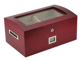 Gastrohumidor mit gewölbtem Glasdeckel, für 80 Zigarren, spanischer Zeder,  Befeuchter und digital Hygrometer - Achenty!
