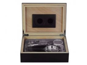 Humidor mit GeschenkSet - schwarz, spanischer Zeder, für 30 Zigarren - Achenty!